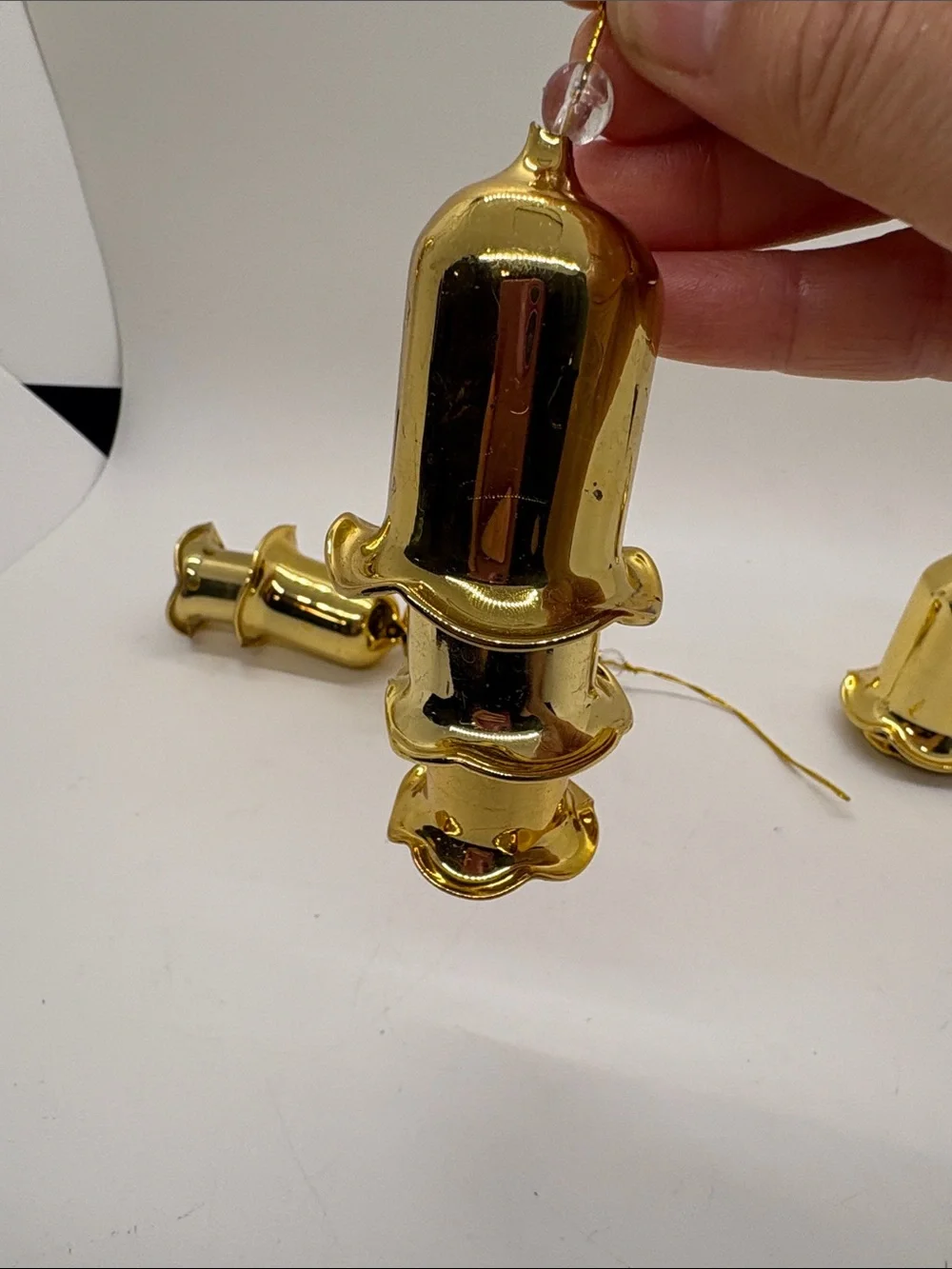 Gold Glass Nesting Bell Christmas Ornaments VTG 4